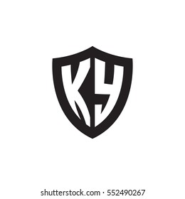 Initial letters KY shield shape black monogram logo