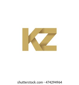 Initial letters KZ overlapping fold logo brown gold