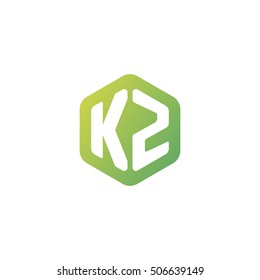 Initial letters KZ rounded hexagon shape green simple modern logo