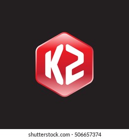 Initial letters KZ rounded hexagon shape red modern logo