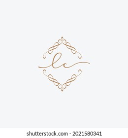 Initial letters L and C, LC, decorative ornament frame design.