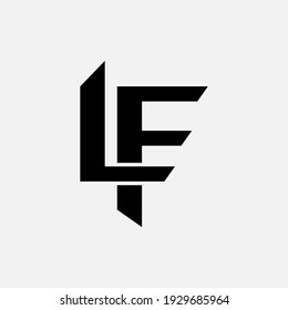 Initial letters L, F, LF or FL overlapping, interlock, monogram logo, black color on white background