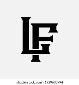 Initial letters L, F, LF or FL overlapping, interlock, monogram logo, black color on white background