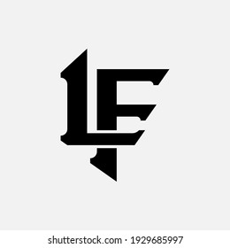 Initial letters L, F, LF or FL overlapping, interlock, monogram logo, black color on white background