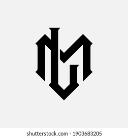 Initial letters L, M, LM or ML overlapping, interlock, monogram logo, black color on white background