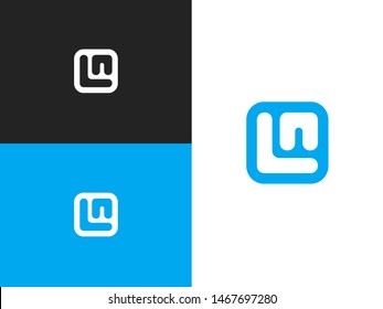 Initial letters L and N logo template design in square rounded shape. Monogram. Concept logo label or badge. Icon design template element. Abstract shapes sign. Simple vector element illustration.