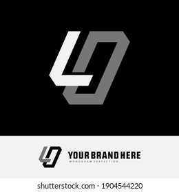 Initial letters L, O, LO or OL overlapping, interlock, monogram logo, white and gray color on black background