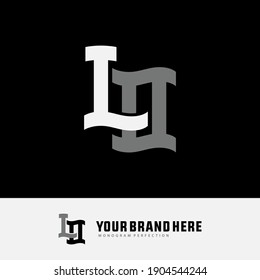 Initial letters L, O, LO or OL overlapping, interlock, monogram logo, white and gray color on black background