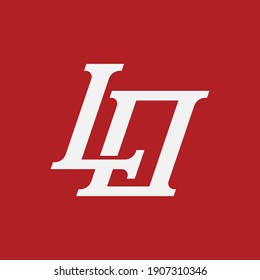 Initial letters L, O, LO or OL overlapping, interlock, monogram logo, white color on red background