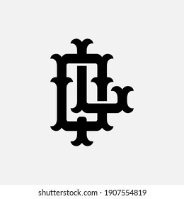 Las letras iniciales L, Q, LQ o QL se solapan, interbloquean, monograma, color negro sobre fondo blanco