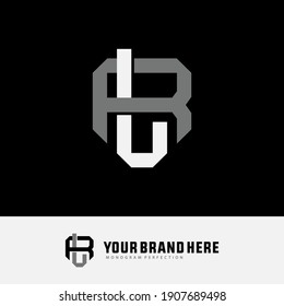 Überlappende Anfangsbuchstaben L, R, LR oder RL, Verriegelung, Monogramm-Logo, weiße und graue Farbe auf schwarzem Hintergrund