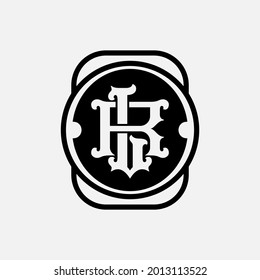 Initial letters L, R, LR or RL overlapping, interlocked monogram logo, black color on white background