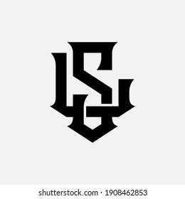 Initial letters L, S, LS or SL overlapping, interlock, monogram logo, black color on white background