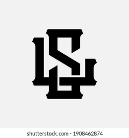 Initial letters L, S, LS or SL overlapping, interlock, monogram logo, black color on white background