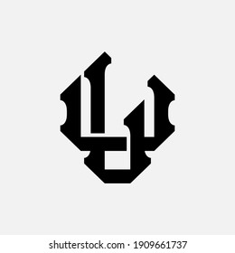 Initial letters L, U, LU or UL overlapping, interlock, monogram logo, black color on white background
