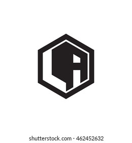 Initial letters LA negative space hexagon shape monogram logo