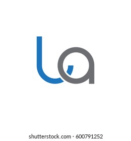 Initial letters la, round linked overlapping lowercase logo modern design blue gray