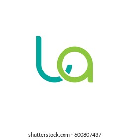 Initial letters la, round linked overlapping lowercase logo modern design modern green