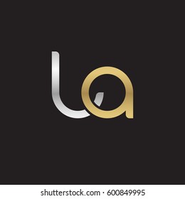Initial letters la, round linked overlapping lowercase logo modern design silver gold
