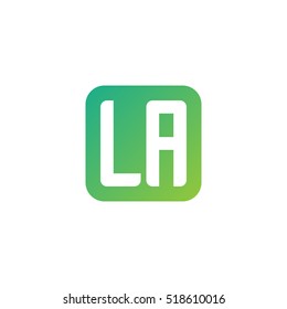 Initial letters LA rounded square shape green simple logo