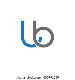 Initial letters lb, round linked overlapping lowercase logo modern design blue gray