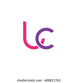 Initial letters lc, round linked overlapping lowercase logo modern design pink purple