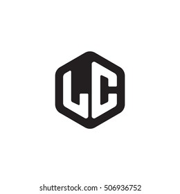 Initial letters LC rounded hexagon shape monogram black simple modern logo