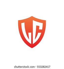 Initial letters LC shield shape red simple logo