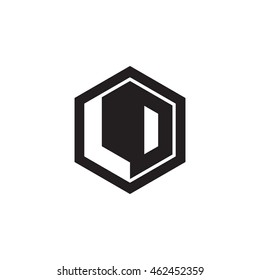 Initial letters LD, LO, negative space hexagon shape monogram logo