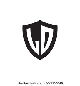 Initial letters LD, LO, shield shape black monogram logo