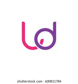 Initial letters ld, round linked overlapping lowercase logo modern design pink purple