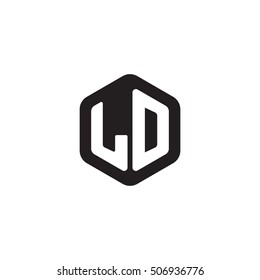 Initial letters LD rounded hexagon shape monogram black simple modern logo