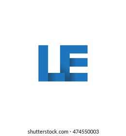 Initial letters LE overlapping fold logo blue