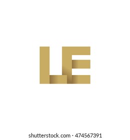 Initial letters LE overlapping fold logo brown gold