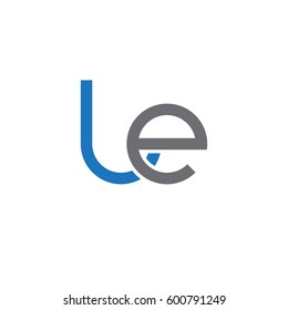 Initial letters le, round linked overlapping lowercase logo modern design blue gray