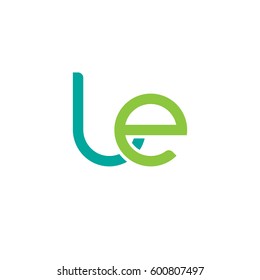 Initial letters le, round linked overlapping lowercase logo modern design modern green