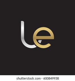 Initial letters le, round linked overlapping lowercase logo modern design silver gold