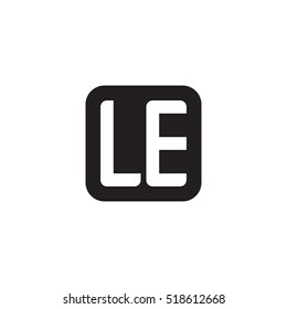 Initial letters LE rounded square shape monogram black simple logo