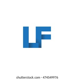 Initial letters LF overlapping fold logo blue