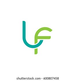 Initial letters lf, round linked overlapping lowercase logo modern design modern green