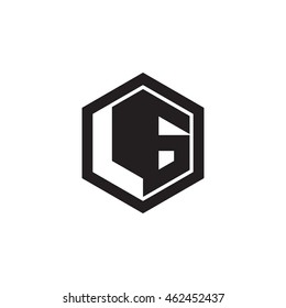 Initial letters LG negative space hexagon shape monogram logo