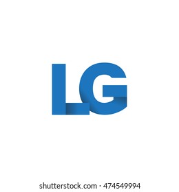 Initial letters LG overlapping fold logo blue