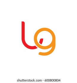 Initial letters lg, round linked overlapping lowercase logo modern design red orange