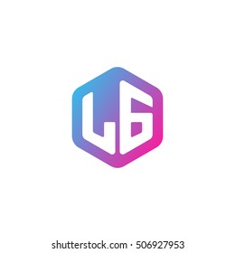 Initial letters LG rounded hexagon shape blue pink purple simple modern logo