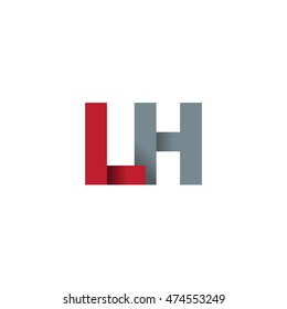 Initial letters LH overlapping fold logo red gray