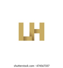 Initial letters LH overlapping fold logo brown gold