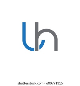 Initial letters lh, round linked overlapping lowercase logo modern design blue gray