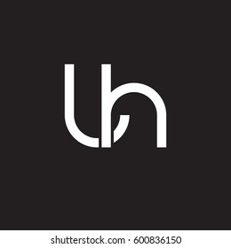 Initial letters lh, round linked overlapping lowercase logo modern design white black background
