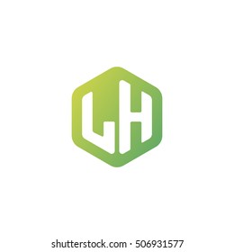 Initial letters LH rounded hexagon shape green simple modern logo