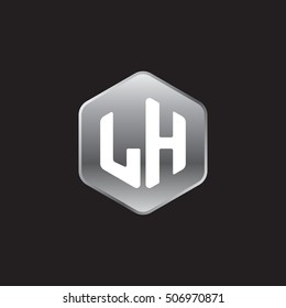 Initial letters LH rounded hexagon shape silver modern logo